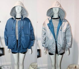 李小璐明星同款雙面穿飛行霧藍色拼色連帽夾克男女情侶款棉